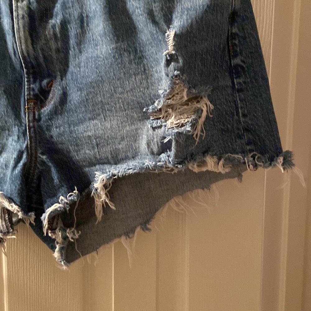 Abercrombie & Fitch Blue Distressed Jean Shorts - Picture 2 of 6
